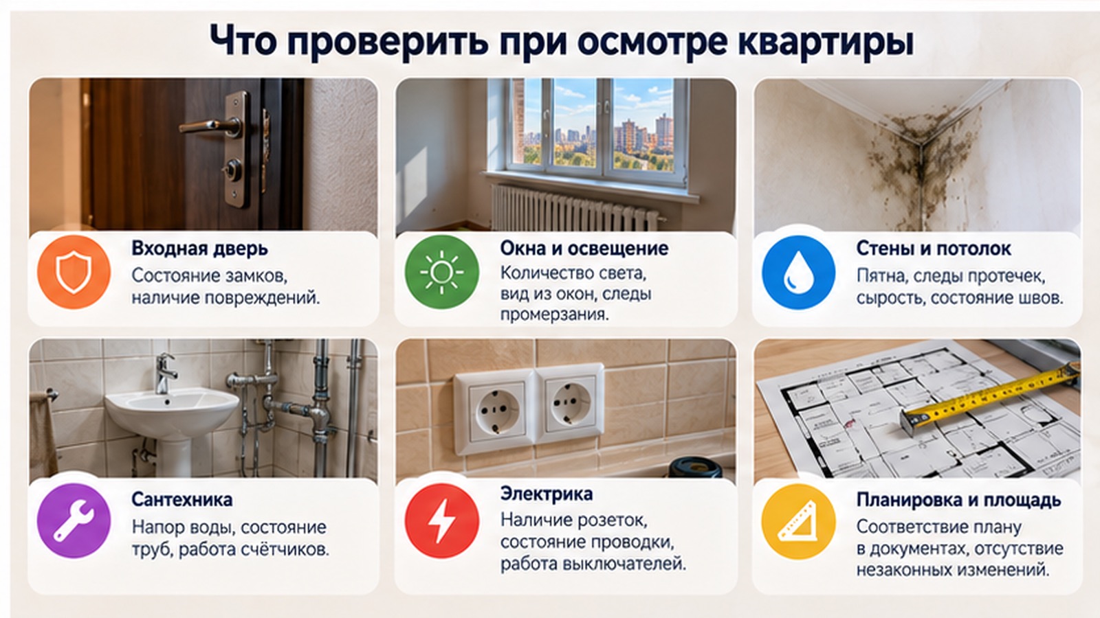 Что проверить при осмотре квартиры.